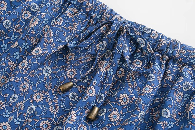 Royal Blue Paisley Floral Print Skirt