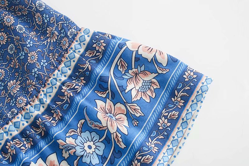 Royal Blue Paisley Floral Print Skirt