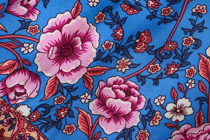 Indigo Paisley Floral Print Skirt