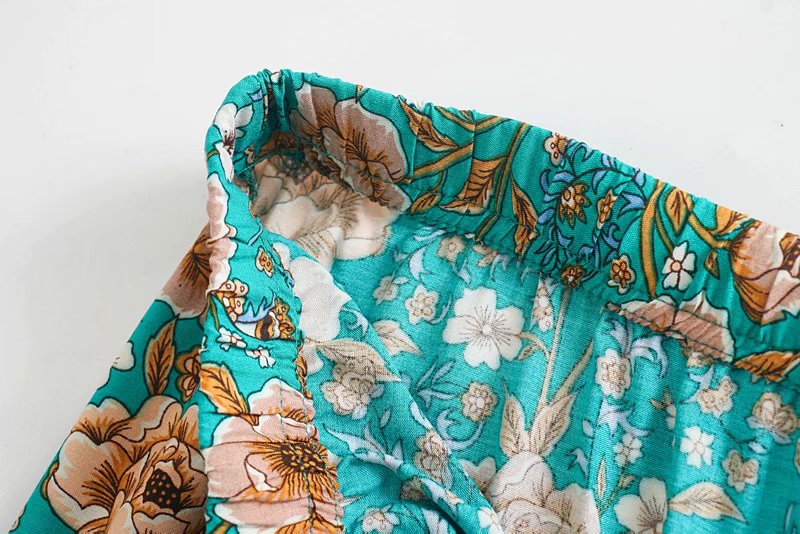 Teal Paisley Floral Print Skirt