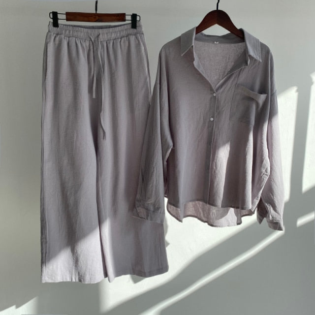 Two-Piece Linen Pant Set